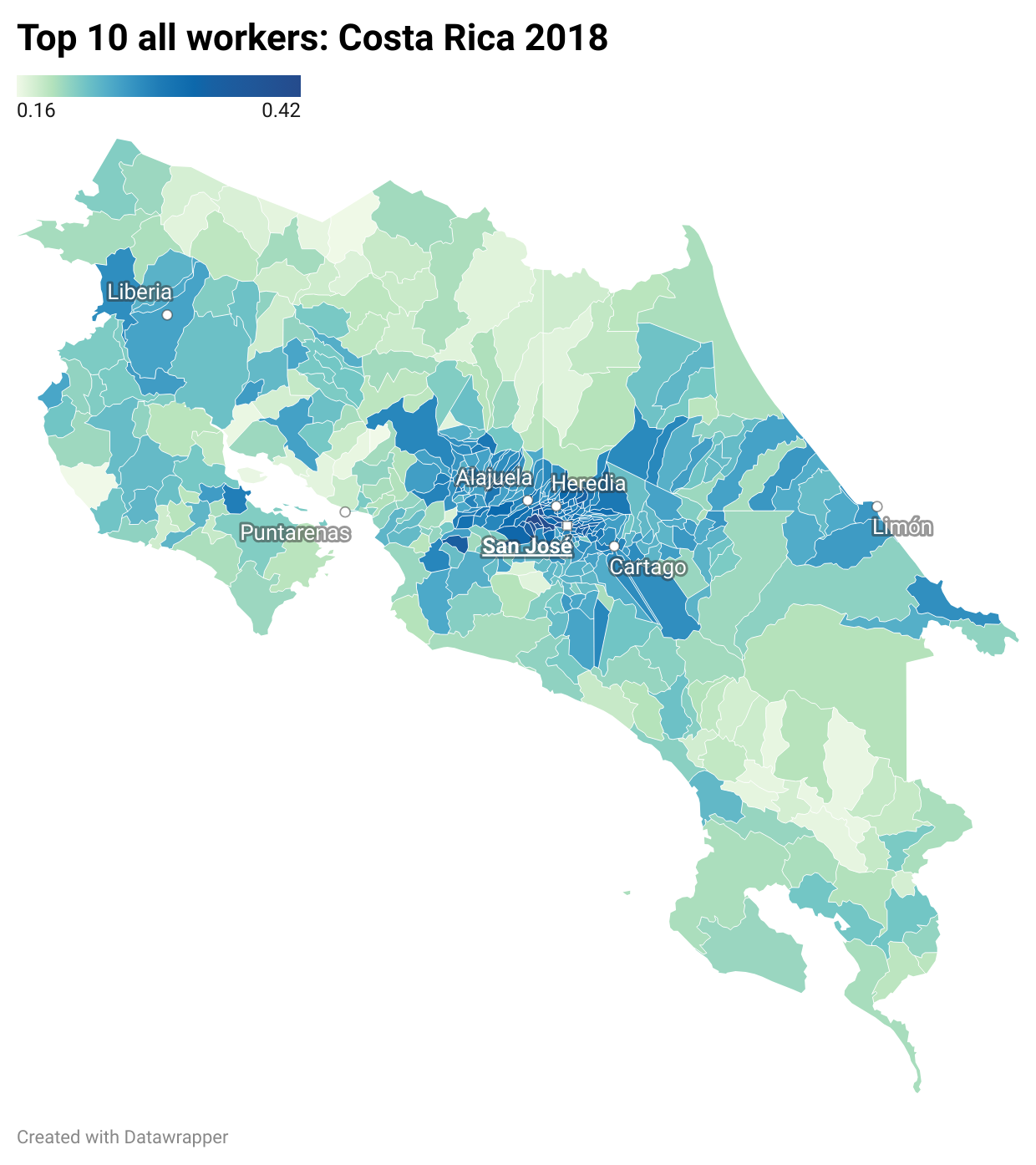 Top 10 all workers: Costa Rica 2018