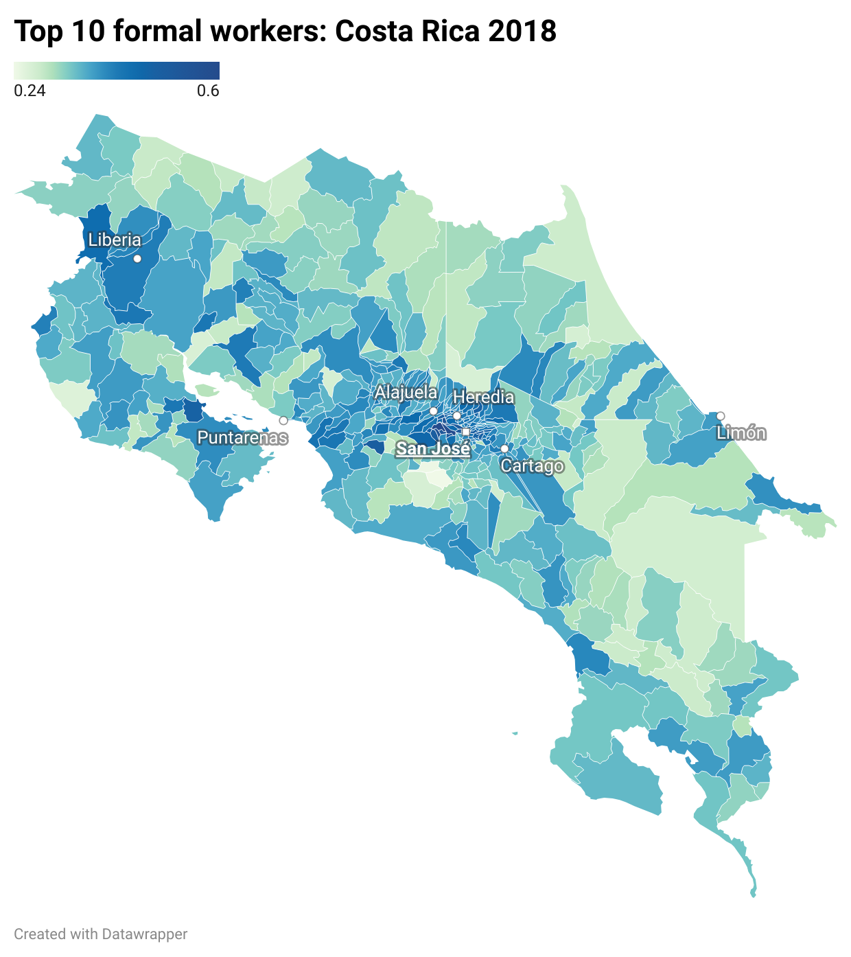 Top 10 formal workers: Costa Rica 2018
